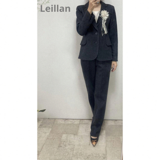 leilian - 美品レリアン ウールストライプパンツスーツ9 グレー 
