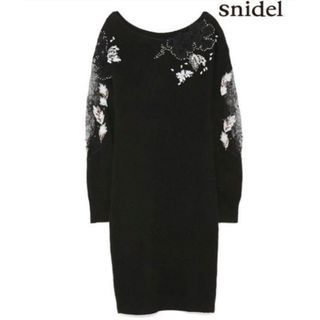 スナイデル(SNIDEL)のsnidel 黒ニットワンピ(ひざ丈ワンピース)