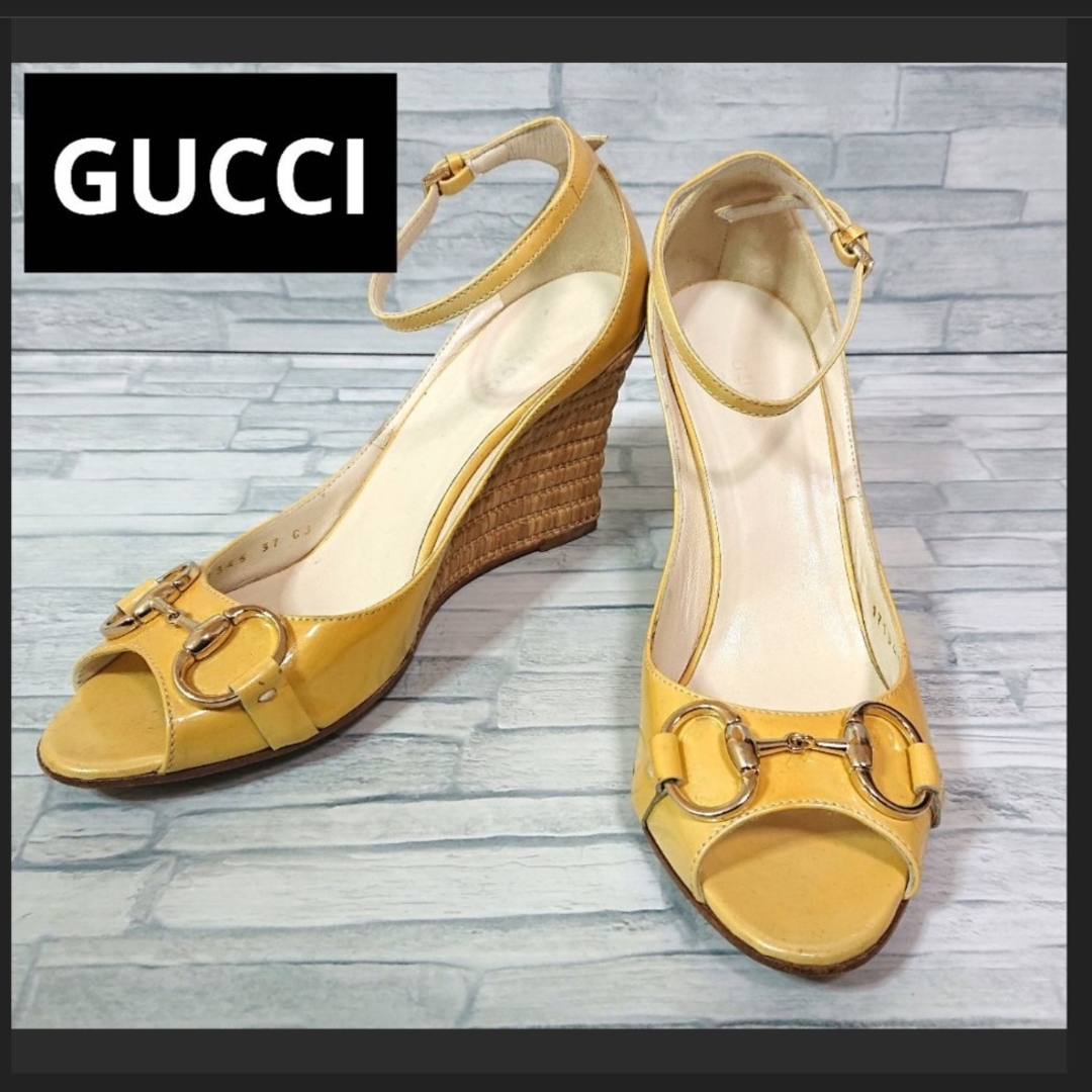 Gucci(グッチ)のグッチ GUCCI ウエッジソール ハイヒール ビット オープントゥ 23.5 レディースの靴/シューズ(ハイヒール/パンプス)の商品写真