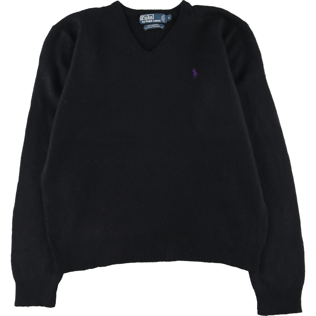 Ralph Lauren(ラルフローレン)の古着 ラルフローレン Ralph Lauren POLO by Ralph Lauren EXCLUSIVE OF DECORATION Vネック ラムウールニットセーター メンズL /eaa398488 メンズのトップス(ニット/セーター)の商品写真