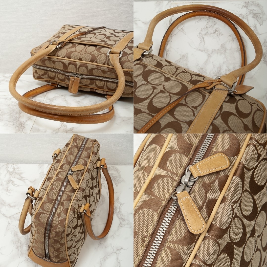 【美品】COACH(コーチ)キャンバス レザー ハンドバッグ ベージュ！