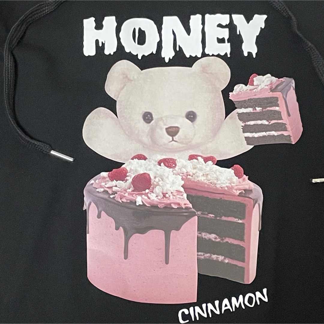 Honey Cinnamon(ハニーシナモン)のHoneyCinnamonハニーシナモン くま パーカー ワンピース ブラック レディースのトップス(パーカー)の商品写真