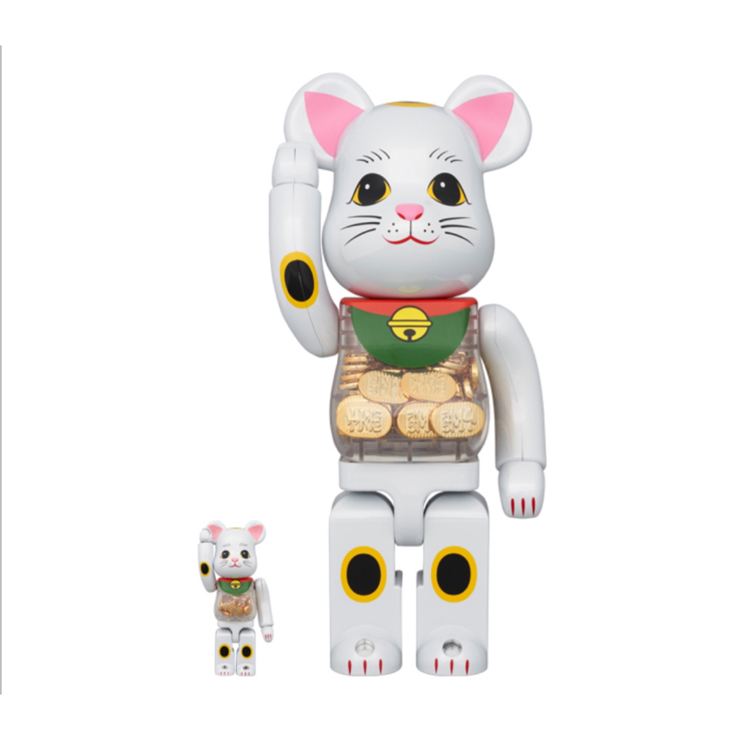 キャラクターグッズBE@RBRICK 招き猫 小判 白メッキ 100％ & 400％