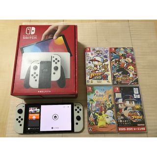 ニンテンドースイッチ(Nintendo Switch)の美品✨有機ELモデルSwitch本体一式＋帰って来た名探偵を含むソフト4本付✨(家庭用ゲーム機本体)