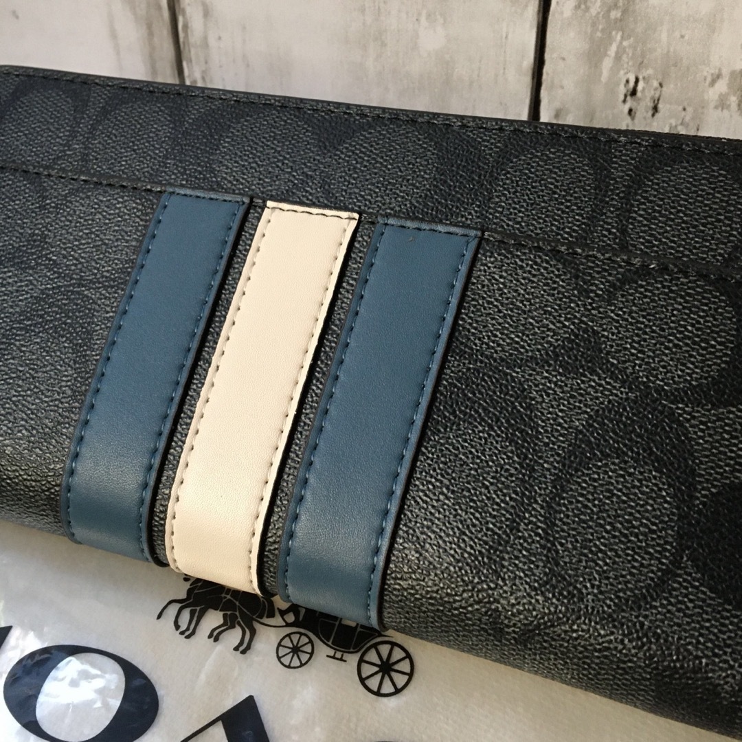 COACH - 新品未使用 COACH コーチ長財布 シグネチャー 黒 白 紺 メンズ