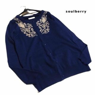 ソウルベリー(SOULBERRY)のお値下げ◆soulberry/ソウルベリー◆　M　胸元刺繍のカーディガン(カーディガン)