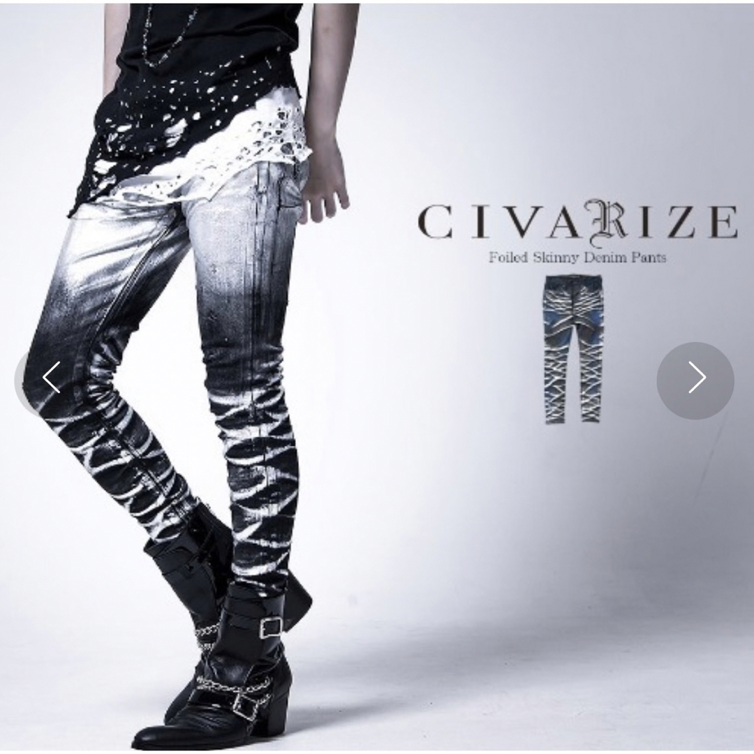 CIVARIZE(シヴァーライズ)のCIVARIZE/シヴァーライズ　箔加工スキニーデニムパンツ メンズのパンツ(デニム/ジーンズ)の商品写真
