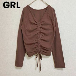 グレイル(GRL)のst283 GRL グレイル トップス カットソー ブラウン オシャレ(カットソー(長袖/七分))