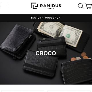 定価以下 RAMIDUS TOKYO CROCO WALLET BLACK 財布(折り財布)