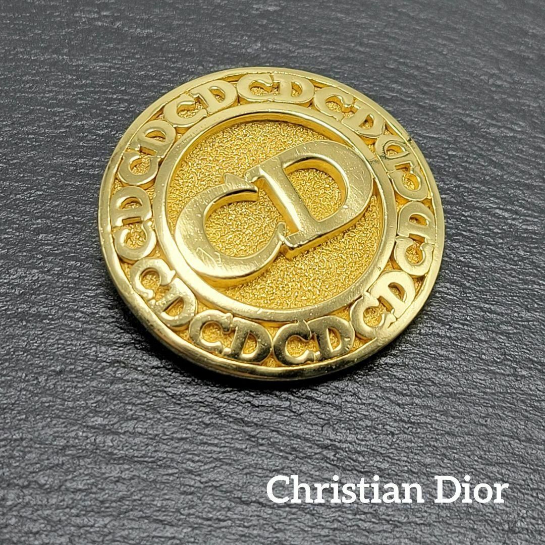 【美品】Christian Dior ブローチ CD サークル ゴールドレディース