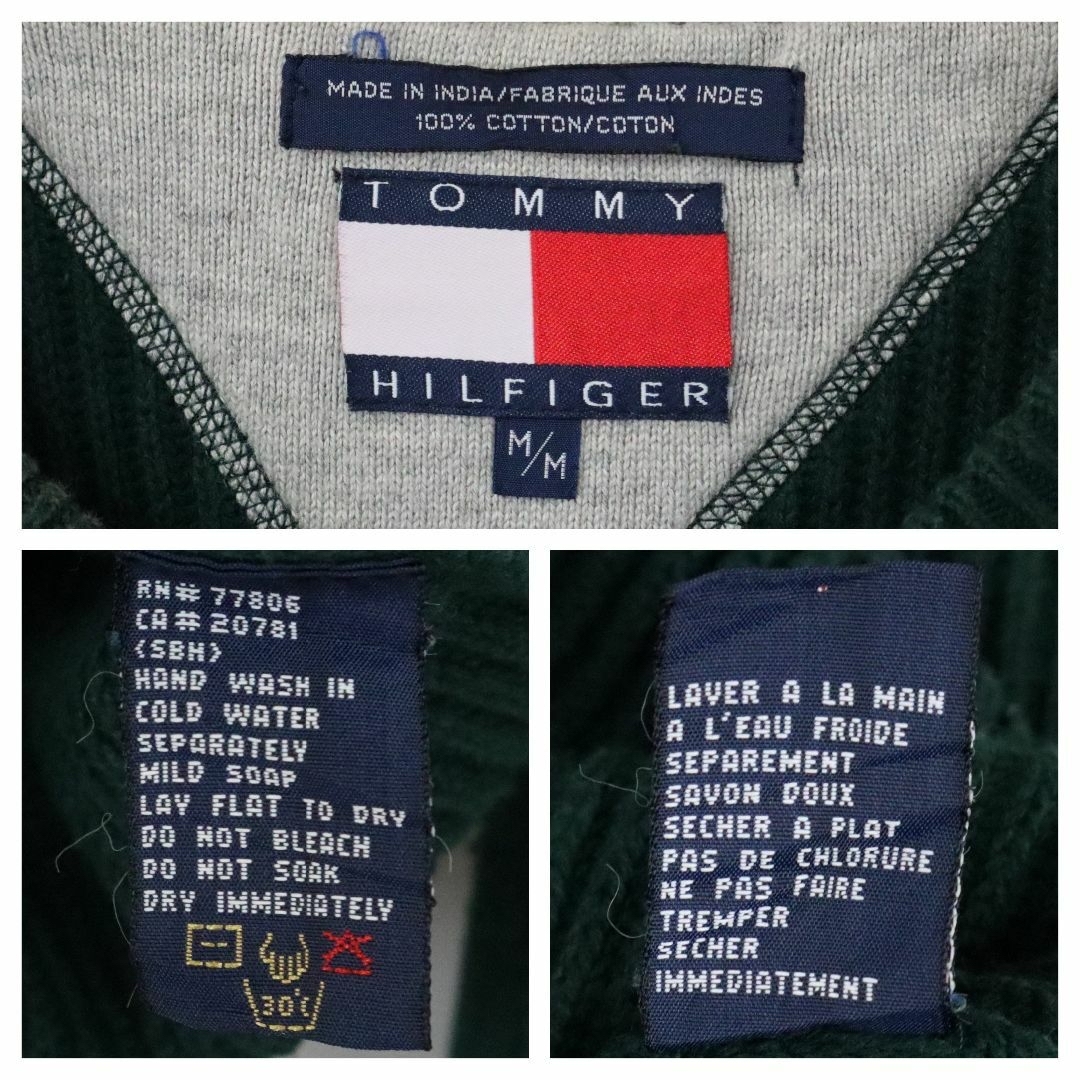 TOMMY HILFIGER(トミーヒルフィガー)の【90s】トミーヒルフィガー／ニット　刺繍ロゴ　オールド　厚手　綿　ヴィンテージ メンズのトップス(ニット/セーター)の商品写真