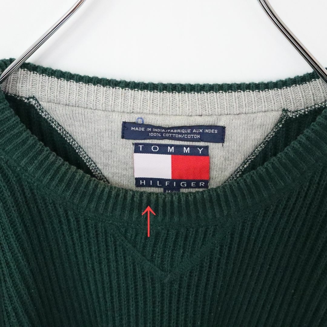 TOMMY HILFIGER(トミーヒルフィガー)の【90s】トミーヒルフィガー／ニット　刺繍ロゴ　オールド　厚手　綿　ヴィンテージ メンズのトップス(ニット/セーター)の商品写真