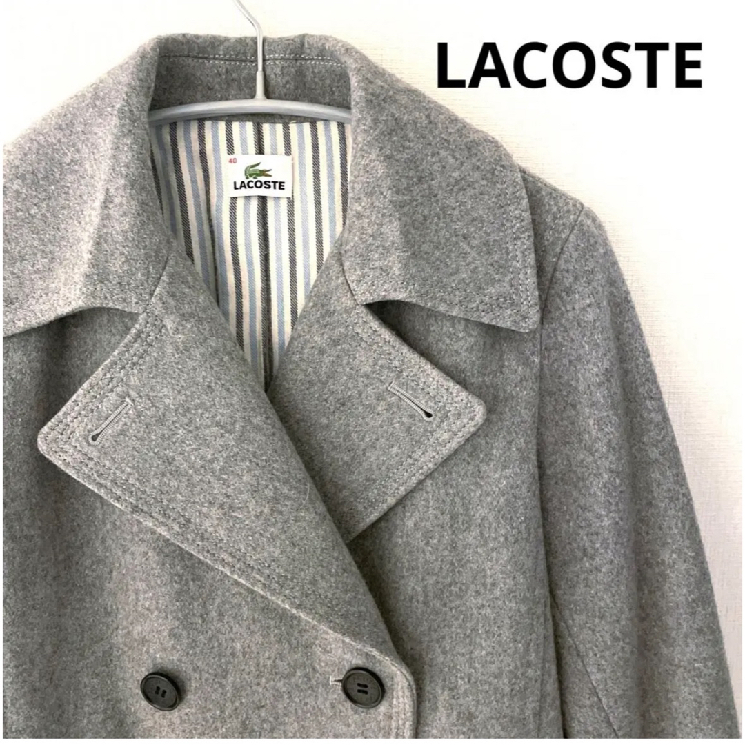 LACOSTE(ラコステ)のLACOSTE レディース　Pコート　グレー　日本製　ラコステ レディースのジャケット/アウター(ピーコート)の商品写真