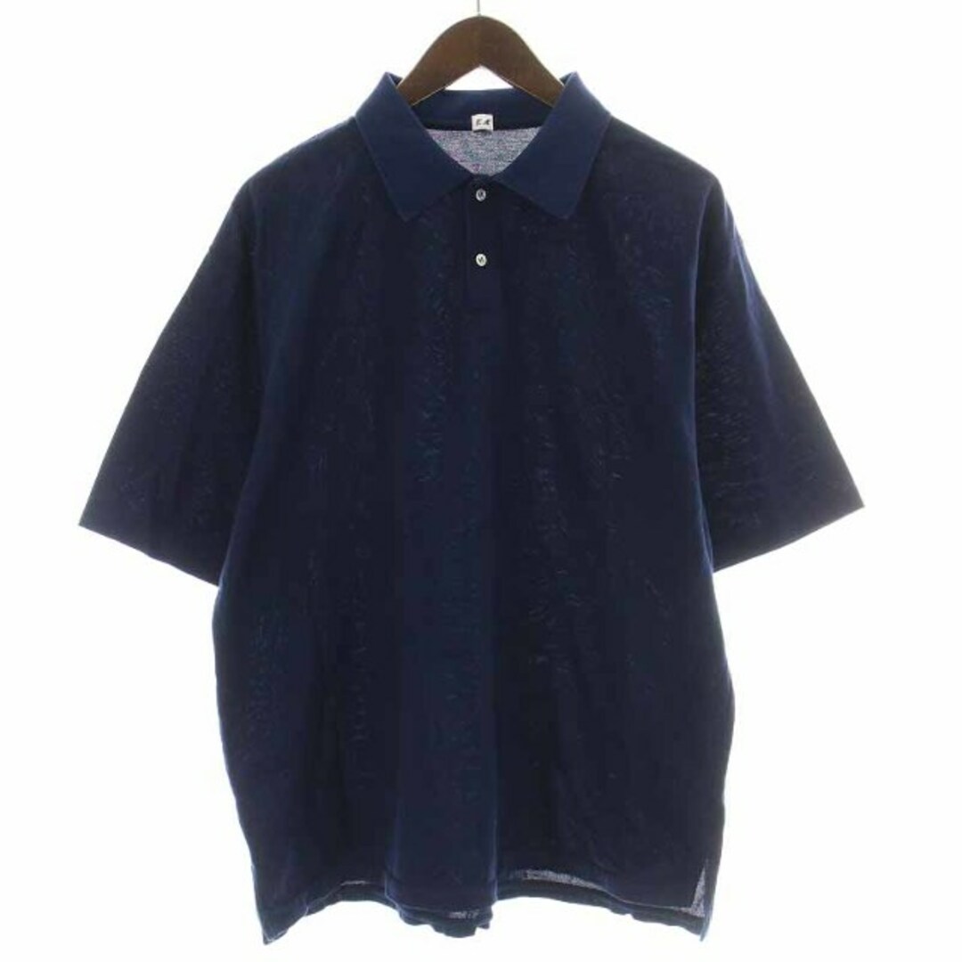 約61cm袖丈ETS.MATERIAUX BIG POLO ポロシャツ 鹿の子 2 M 紺