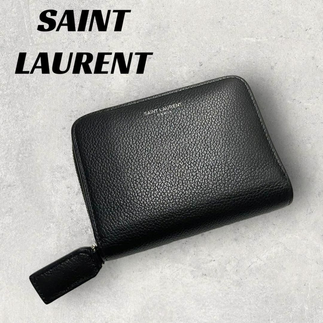 Yves Saint Laurent - 【美品】サンローラン 二つ折り財布 ブラック