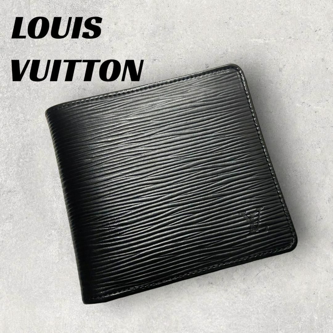 折り財布【美品】LOUIS VUITTON ２つ折財布　ブラック　エピ