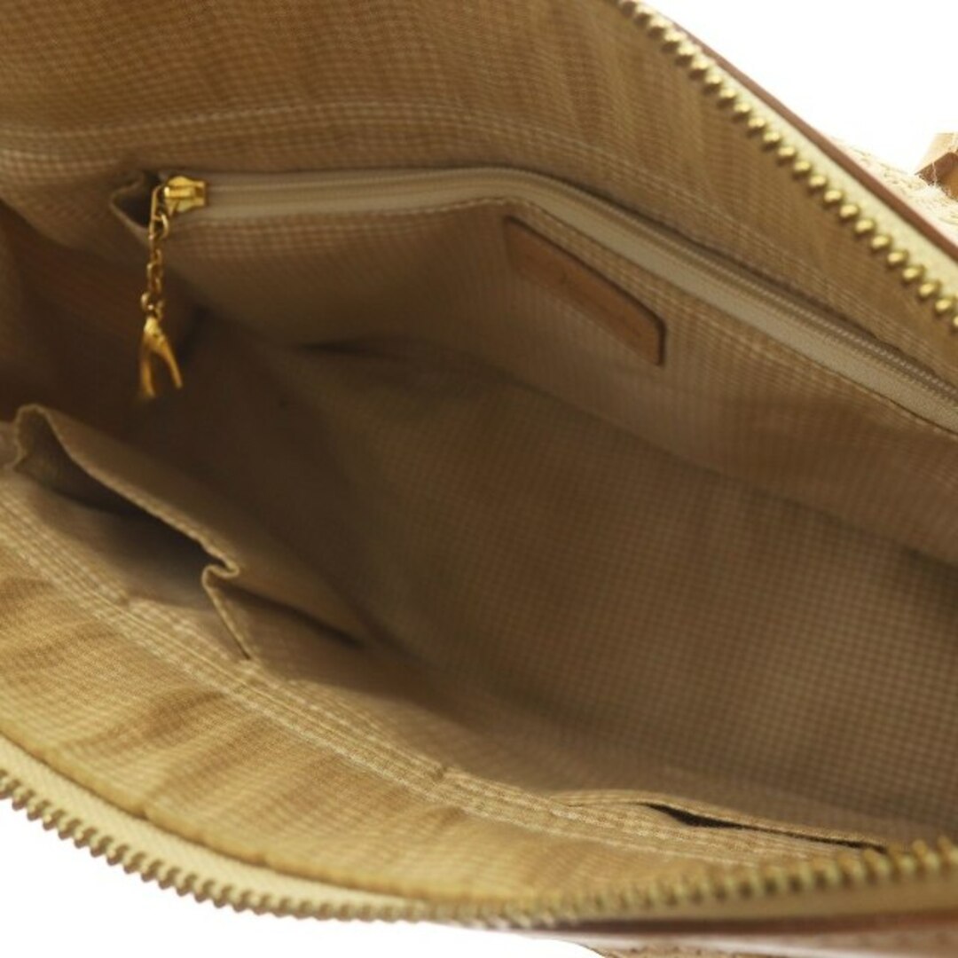 GINZA Kanematsu(ギンザカネマツ)の銀座かねまつ ハンドバッグ レザー ロゴ チャーム ベージュ レディースのバッグ(ハンドバッグ)の商品写真