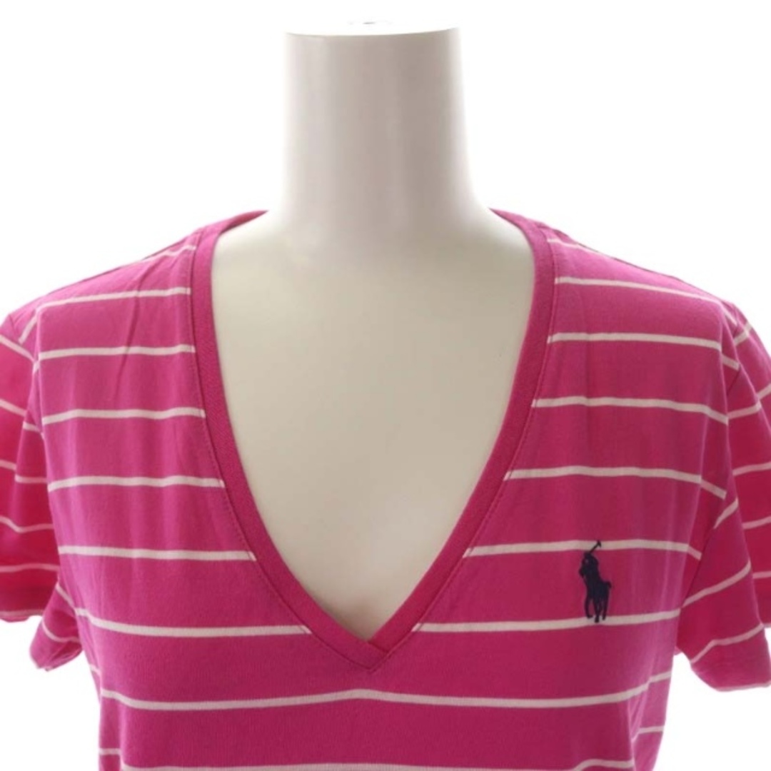Ralph Lauren(ラルフローレン)のラルフローレン SPORT Vネック ボーダー 半袖 Tシャツ カットソー S レディースのトップス(Tシャツ(半袖/袖なし))の商品写真