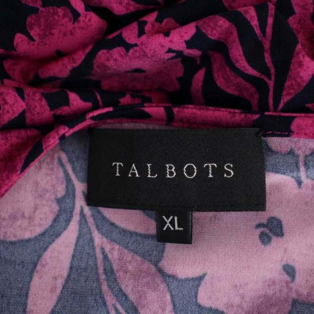 TALBOTS(タルボット)のタルボット TALBOTS ワンピース ひざ丈 七分袖 総柄 XL 紺 ピンク レディースのワンピース(ひざ丈ワンピース)の商品写真