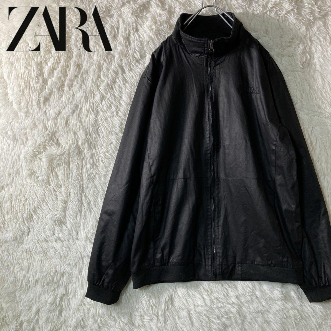 メンズ美品 ZARA ザラ 刺繍ロゴ ジップジャケット ブルゾン XXL 大きいサイズ
