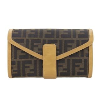 フェンディ(FENDI)の【中古】FENDI フェンディ キャンバス ズッカ 二つ折り 長財布 - ブラウン gy(その他)