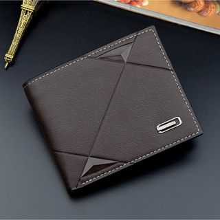 【300410F】カジュアル PUレザー 二つ折り ミニ財布 ダークブラウン(折り財布)