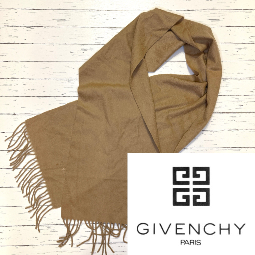 ジバンシー GIVENCHY☆カシミヤ100%大判マフラーストールひざ掛けにも- ジバンシー GIVENCHY☆カシミヤ100%大判マフラーストールひざ掛けにも-