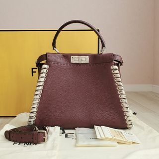 フェンディ(FENDI)の美品《フェンディ》セレリア ピーカブー パイソン 2way ハンドバッグ ミディ(ハンドバッグ)