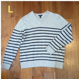 ギャップ(GAP)のGAP メンズ ニット 綿ニット Ｌ ボーダー(ニット/セーター)