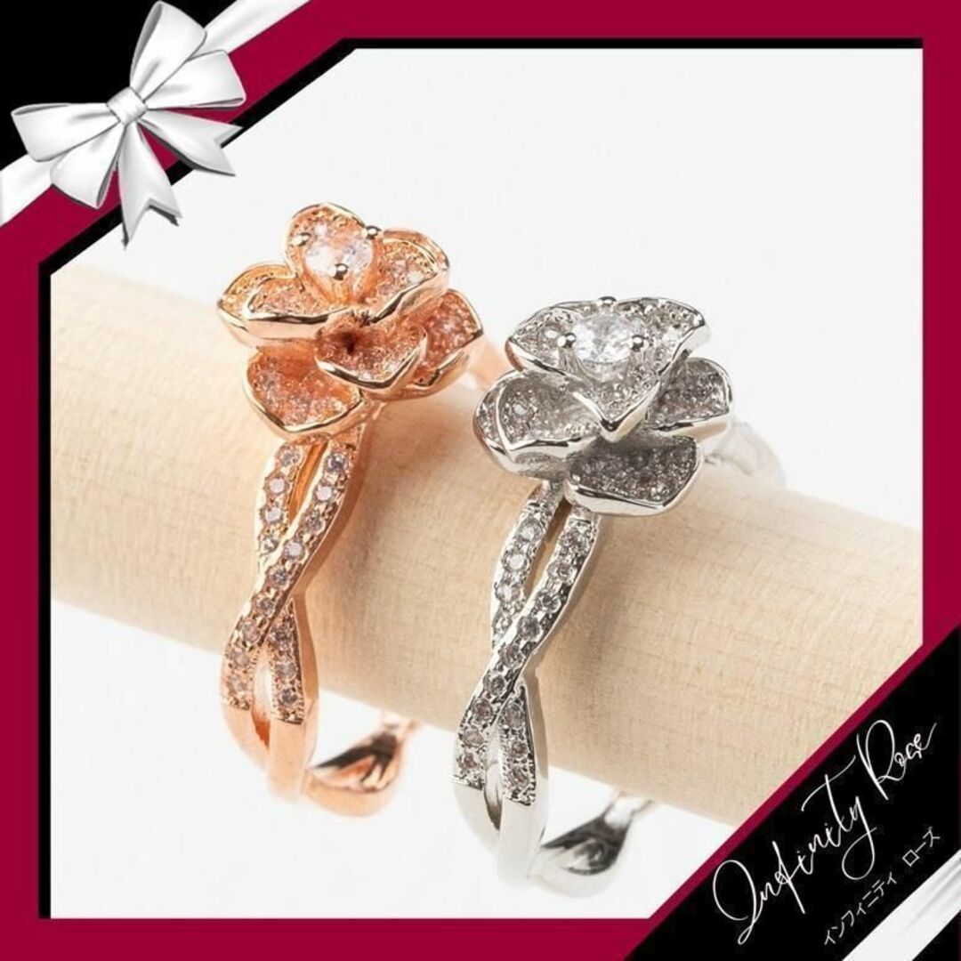 （R007S）16号　シルバー清楚でロマンティックな大人の薔薇リング　指輪 レディースのアクセサリー(リング(指輪))の商品写真