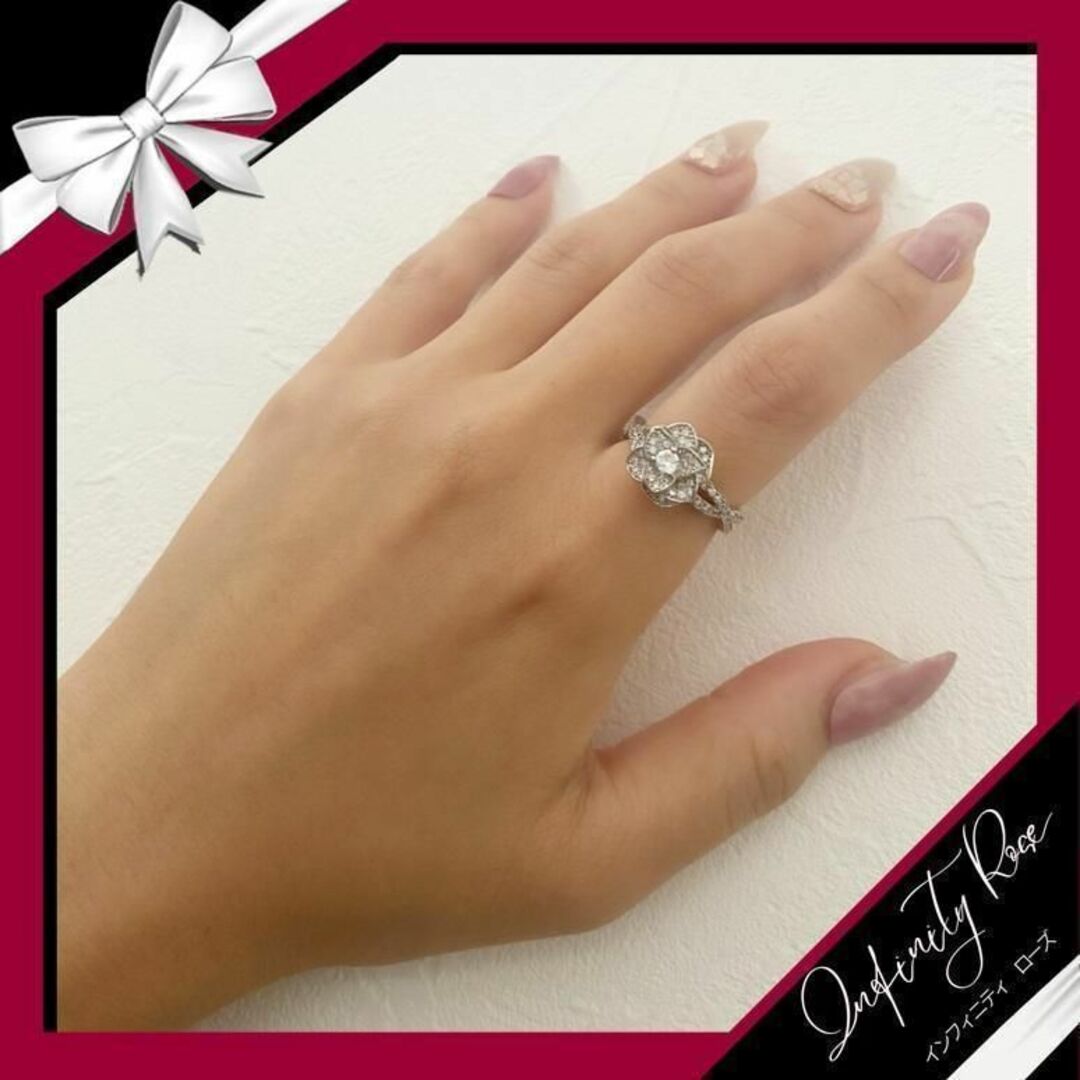 （R007S）22号　シルバー清楚でロマンティックな大人の薔薇リング　指輪 レディースのアクセサリー(リング(指輪))の商品写真