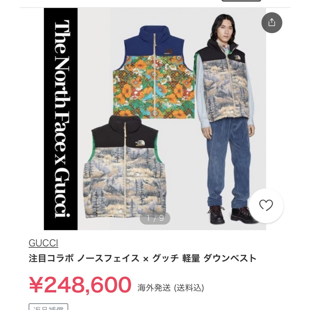 Gucci(グッチ)の美品　GUCCI 21AW THE NORTH FACE DOWN ダウンベスト メンズのジャケット/アウター(ダウンベスト)の商品写真