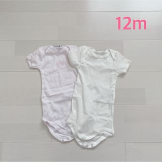 プチバトー(PETIT BATEAU)のプチバトー　半袖ボディ2枚組　12m(ロンパース)