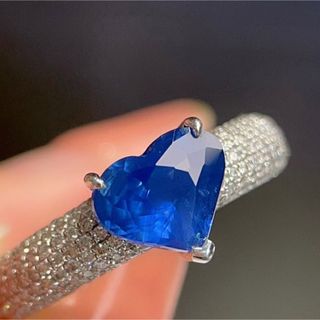 天然 ブルーサファイア ダイヤ リング 1.61ct ¥(リング(指輪))