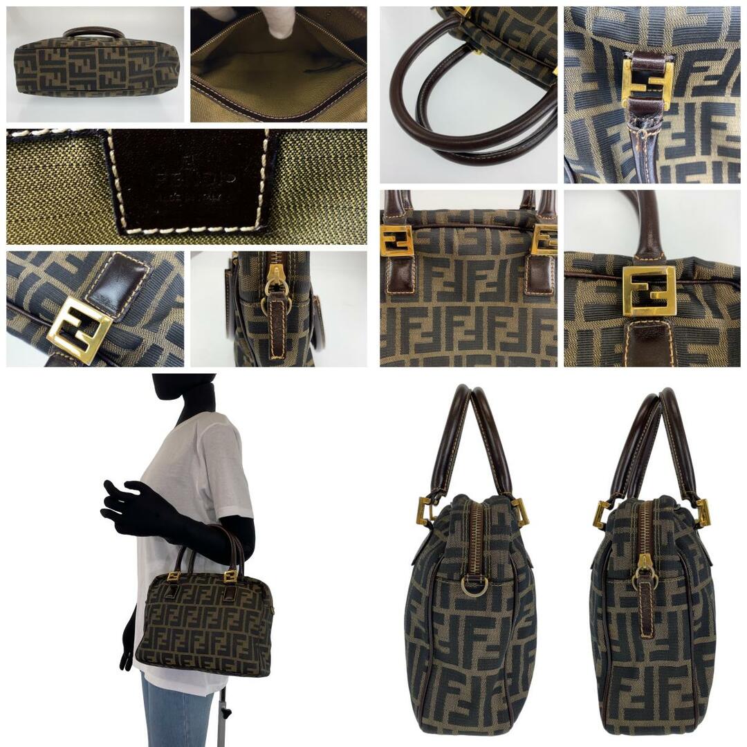 FENDI(フェンディ)のFENDI フェンディ ズッカ ブラウン 茶 ゴールド金具 キャンバス /レザー ハンドバッグ トートバッグ レディース 404256 【中古】 レディースのバッグ(ハンドバッグ)の商品写真