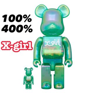 ベアブリック(BE@RBRICK)のBE@RBRICK X-girl CLEAR GREEN 100％400％(フィギュア)