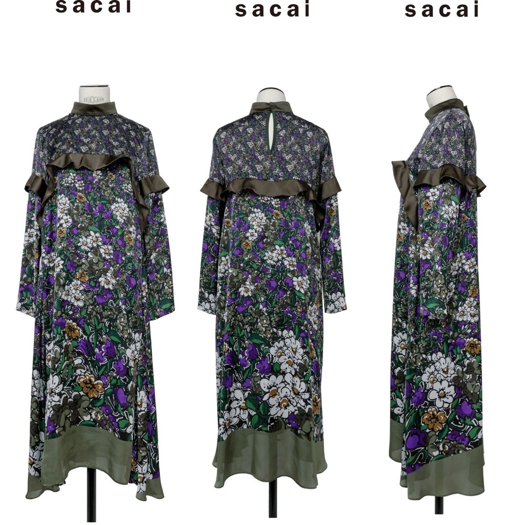 sacai(サカイ)の極美品 sacai Floral Print Dress レディースのワンピース(ロングワンピース/マキシワンピース)の商品写真