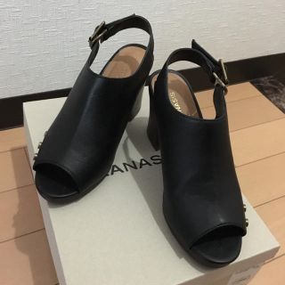 ジーナシス(JEANASIS)のjeanasisチャンキーヒールサボ M black(サンダル)