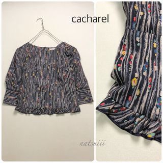 キャシャレル(cacharel)のcacharel キャシャレル . フラワープリント ストライプ プルオーバー(シャツ/ブラウス(長袖/七分))