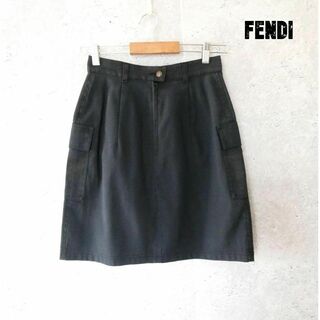 フェンディ(FENDI)の美品 FENDI サイドロゴ ポケット 膝丈 台形スカート(ひざ丈スカート)