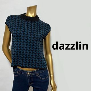 ダズリン(dazzlin)の【3341】dazzlin 千鳥柄 ノースリーブ ニット M(カットソー(長袖/七分))