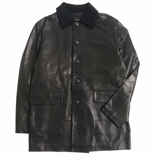 キトン(KITON)の極美品●Kiton キートン ラムスキン レザーステンカラーコート/ハーフコート ブラック 50 イタリア製 メンズ 秋冬おすすめ◎(ステンカラーコート)