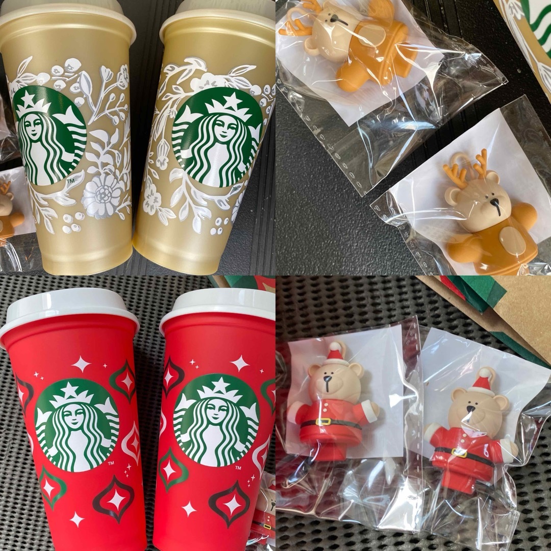 Starbucks(スターバックス)の新品　スターバックス　リユーザブルカップ　ベアリスタキャップ　6セット インテリア/住まい/日用品のキッチン/食器(容器)の商品写真