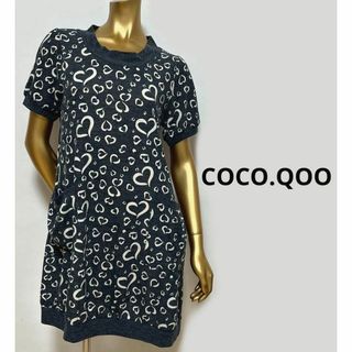 【3363】COCO.QOO ハート ヒョウ柄 ワンピース M(ミニワンピース)