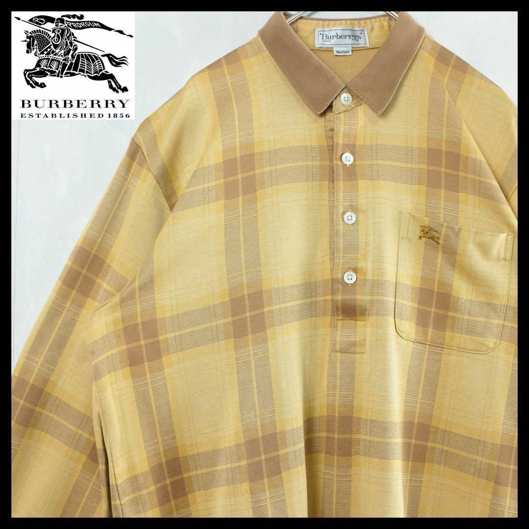 BURBERRY - 【希少】バーバリー ポロシャツ 長袖 チェック 白タグ 90s