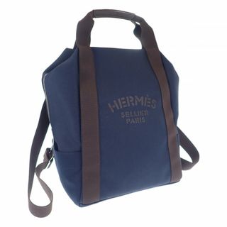 エルメス(Hermes)の【中古】【Aランク】HERMES エルメス グルーム バックパック リュック デイパック H800642EK ブルーネイビー/フー キャンバス レザー ユニセックス【ISEYA】(バッグパック/リュック)