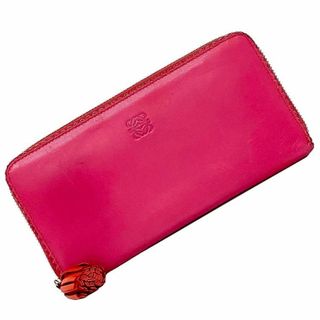 ロエベ(LOEWE)のロエベ ラウンドファスナー 長財布 ピンク レッド(財布)