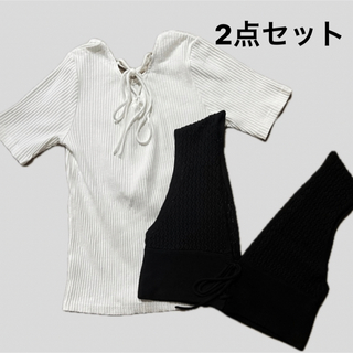 コルザ(COLZA)のO COLZA 2点セット 半袖 リボン トップス & ニットビスチェ 2WAY(Tシャツ(半袖/袖なし))