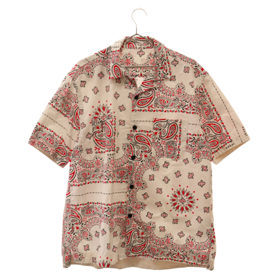 51センチ袖丈Sacai サカイ 22SS BANDANA Print Shirt バンダナプリント半袖シャツ 22-02689M ホワイト