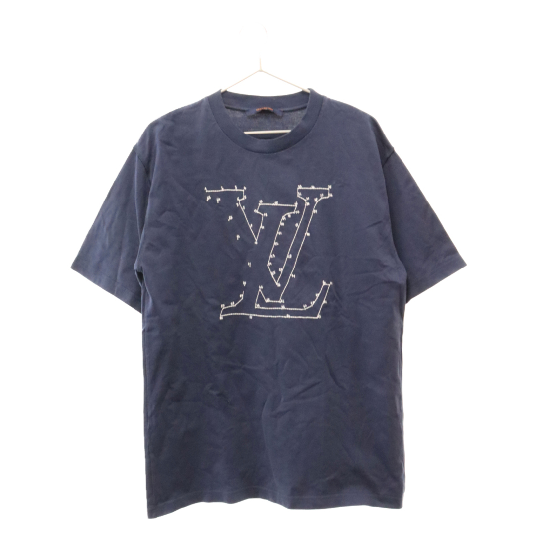 LOUIS VUITTON ルイヴィトン LV Stitched Embroidery T-Shirt ステッチデザイン 半袖Tシャツ ネイビー RM212Q NPG HLY42W72センチ身幅